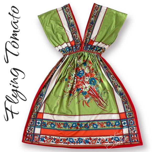 Flying Tomato Dresses & Skirts - Flying Tomato Floral Multicolor Green Orange Dress Small